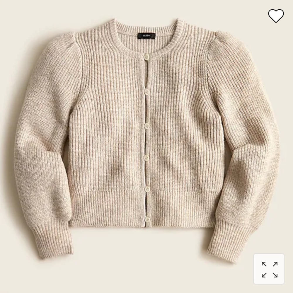 J Crew Puff-sleeve lightweight alpaca blend cardigan sweater